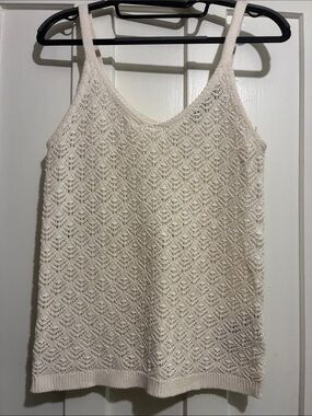 Simons Cream Crochet Knit Tank Top